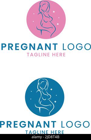 Pregnancy logo pregnant woman maternal Royalty Free Vector