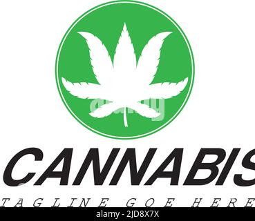 Medical Cannabis Leaf Logo Design Stock Vector