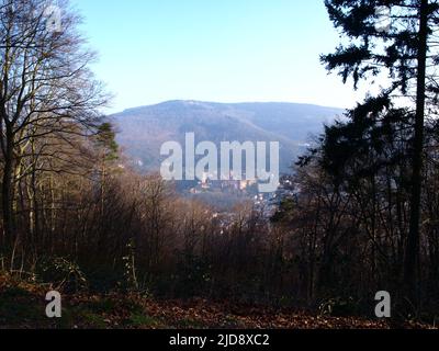On the other side of the hills overlooking the Heidelberg Castle. Stock Photo