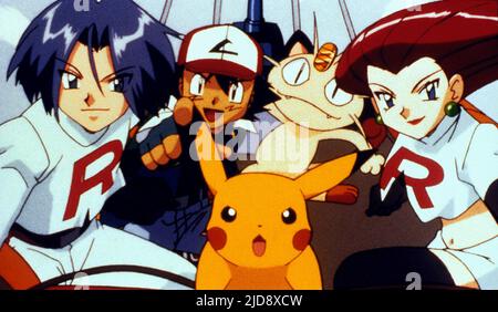 JAMES,ASH,PIKACHU,MEOWTH,JESSI, POKEMON: POWER OF ONE, 1999, Stock Photo