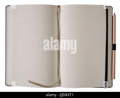 empty notebook or jotter,analog personal organizer,blank pages,isolated on white,free copy space Stock Photo
