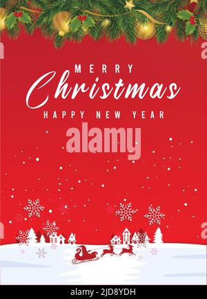 Happy New Year Christmas Winter Poster Design Stock Vector