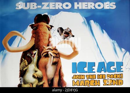 MANNY,SID,DIEGO,POSTER, ICE AGE, 2002, Stock Photo