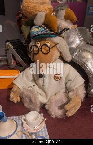 'Wellington', one of the Wombles of Wimbledon, a character from the Wombles BBC 1970s children tv show on display in a media museum. Stock Photo