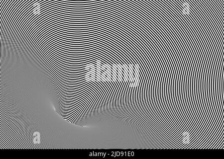 Black and white stripes in tunnel shape, optical illusion Stock Vector