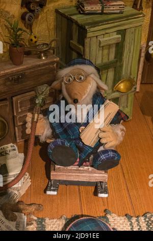 'Great Uncle Bulgaria', one of the Wombles of Wimbledon, a character from the Wombles BBC 1970s children tv show on display in a media museum. Stock Photo