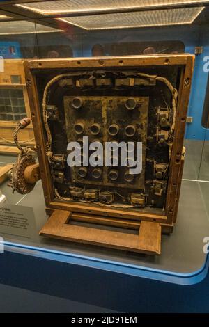 The Multiple Lens, a 16-lens camera (1886) by Louis Augustin Aime Le Prince (designed to photograph movement) on display in a media museum. Stock Photo