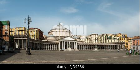 Naples, Italy. May 27, 2022. Panorama of Piazza del Plebiscito in Naples, Italy on a summer day Stock Photo