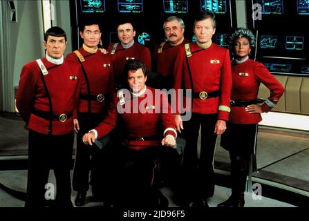 NIMOY,TAKEI,KOENIG,DOOHAN,NICHOLS,SAT, STAR TREK V: THE FINAL FRONTIER, 1989, Stock Photo