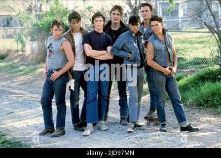 ESTEVEZ,LOWE,HOWELL,DILLON,MACCHIO,SWAYZE,CRUISE, THE OUTSIDERS, 1983, Stock Photo