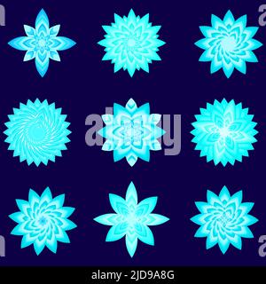 Collection of cute botanical flower icon element for decorative abstract background pattern vector illustration Stock Vector