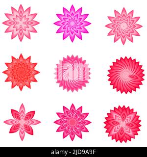 Set of flower botanical petal plant icon element decoration ornament abstract background pattern vector illustration Stock Vector