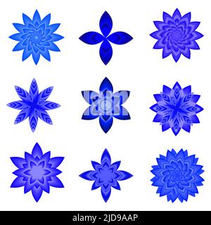 Group of botanical round isolated geometric pattern abstract background element decorative vector illustration Stock Vector