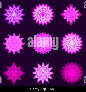 Collection of flower botanical ornament sticker abstract background pattern vector illustration Stock Vector