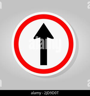 One Way Traffic Road Sign Isolate On White Background,Vector Illustration Stock Vector