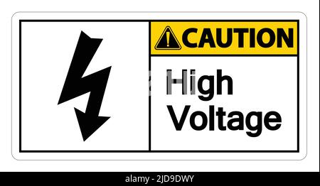 Caution high voltage sign Isolate Isolate On White Background,Vector Illustration Stock Vector