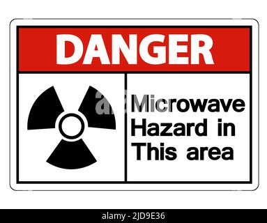 Danger Microwave Hazard Sign on white background,Vector llustration Stock Vector