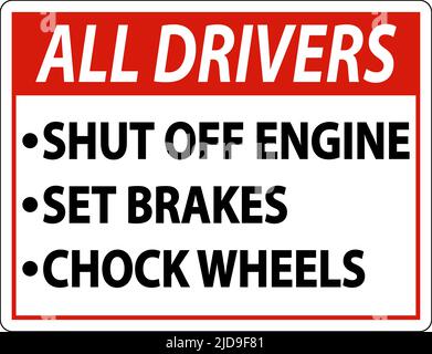 Truck Driver Parking Checklist Sign On White Background Stock Vector