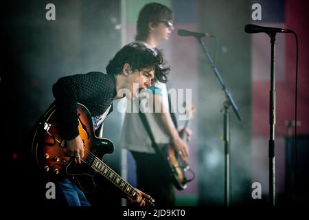 2022-06-19 17:02:07 LANDGRAAF - Irish indie rock band Inhaler with lead singer and guitarist Elijah Hewson (son of Bobo) will perform during the third day of the Pinkpop music festival. ANP PAUL BERGEN netherlands out - belgium out Stock Photo