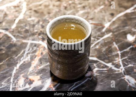 Closeup of a cup of Japanese barley tea in Japanese cuisine Stock Photo