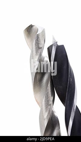 detail of close-up drill bit isolated on white background Stock Photo