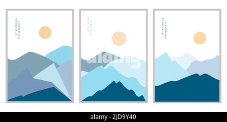 Vector illustration mountain landscape posters. Geometric landscape background Stock Vector