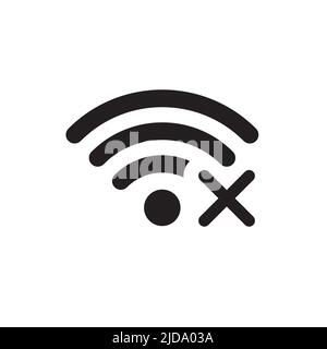 No connection. Wifi disconnected icon. No signal. Vector graphic illustration. Simple wi-fi wave symbol, no wireless internet connection stock image Stock Vector