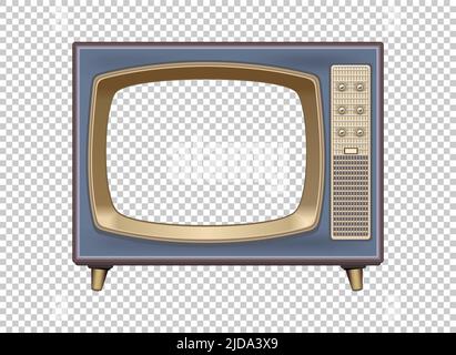Vector retro television mock up isolate on transparent grid Stock Vector