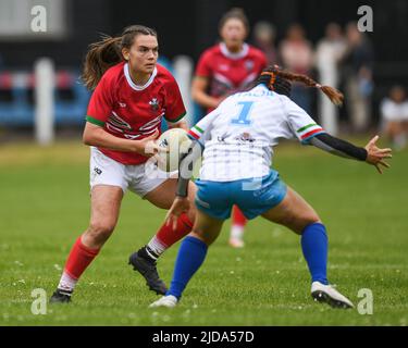 Bryonie King of Wales RL in action during the game Stock Photo