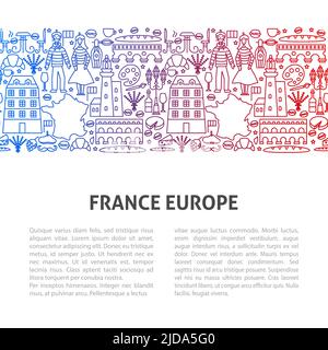 Europe France Line Template Stock Vector