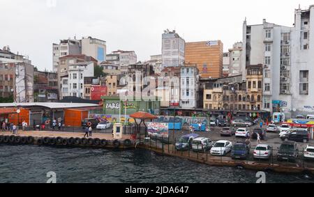 Istanbul, Turkey - July 1, 2016: Karakoy street view, commercial quarter in the Beyoglu district of Istanbul, Turkey, located at the northern part of Stock Photo