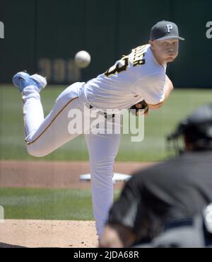 Pittsburgh, United States. 15th Apr, 2021. Pittsburgh Pirates starting  pitcher Mitch Keller (23) throws in the first inning against the San Diego  Padres at PNC Park on Thursday April 15, 2021 in