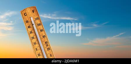 Hot summer weather concept with high temperatures. Stock Photo