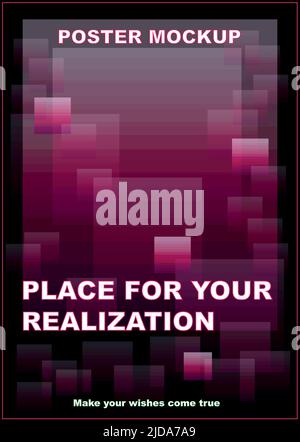 Mockup poster. You may use for any decoration, advertising design on any kind of topic. On a black background, squares and rectangles with a transluce Stock Vector