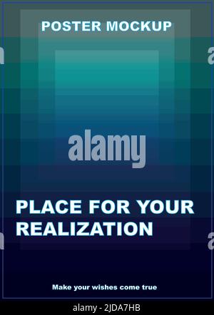 Mockup poster for advertising design posts. Shades of blue and cyan create the effect of water. The deeper we go to the depths of our goals, the more Stock Vector