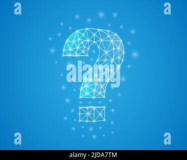 Question mark low poly symbol with white connected dots. 3d geometric polygonal FAQ. Help support, problem design vector illustration. Stock Vector