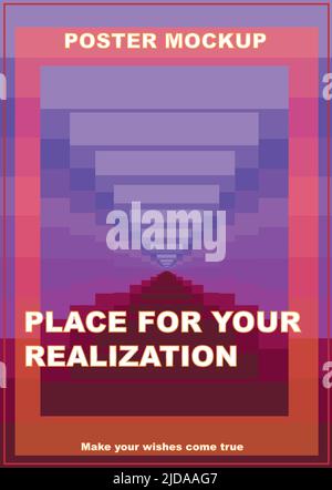 Poster mockup you can use for advertising design on any topic. Old style of the past, shades of the sky over the canyon. Stock Vector