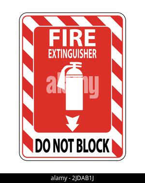 Fire Extinguisher Do Not Block sign on white background Stock Vector