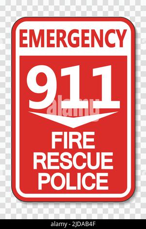 911 Fire Rescue Police Sign on transparent background,vector illustration Stock Vector