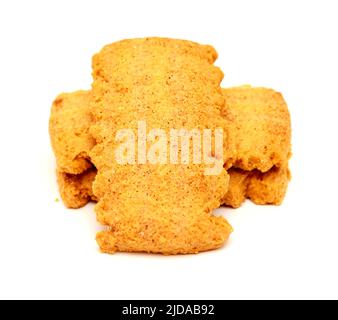 Butter and Cinnamon rectangular cookies isolated on white background Stock Photo