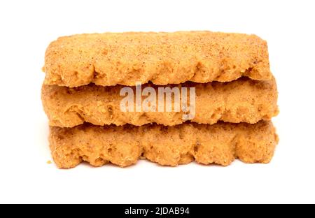 Butter and Cinnamon rectangular cookies isolated on white background Stock Photo