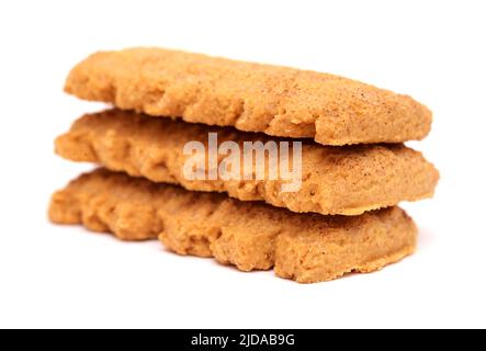 Butter and Cinnamon rectangular cookies isolated on white background Stock Photo