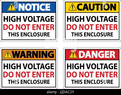 High Voltage Do Not Enter Enclosure Sign Stock Vector