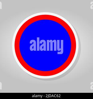 Stop Blue Red Circle Sign Isolate On White Background,Vector Illustration Stock Vector