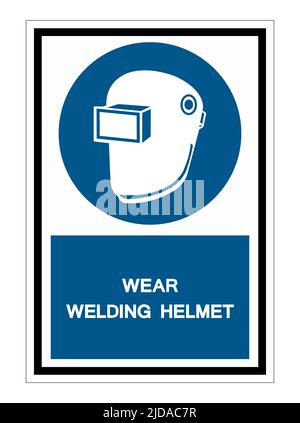 Symbol Wear Welding Helmet Isolate On White Background Stock Vector