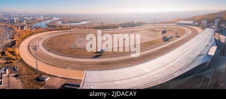 Panoramic aerial view of the racetrack, where horse racing is held Stock Photo