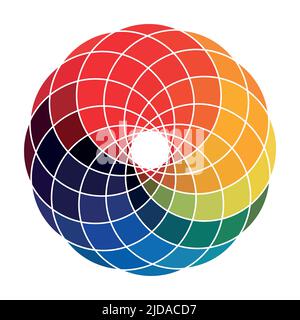 Circular palette of all colors of the rainbow on a white background - Vector illustration Stock Vector
