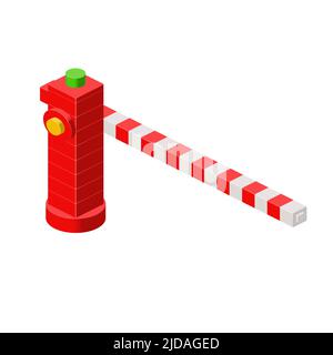 Colored barrier in isometric style on a white background for print and design. Vector illustration. Stock Vector