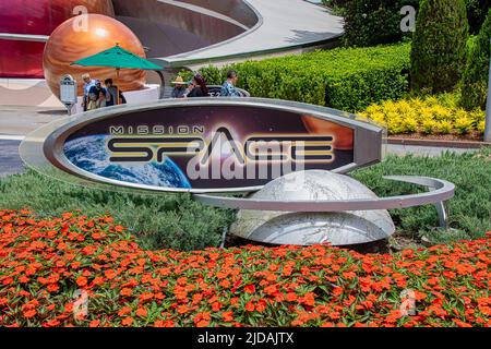 Sign to Mission Space at Epcot Disney World Stock Photo