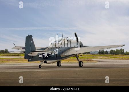 TBF Grumman Avenger taking off Stock Photo